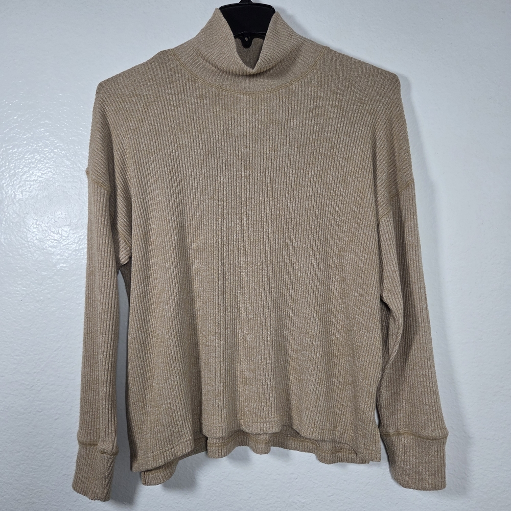 J.Crew Ribbed Mock Neck Sweater Neutral Minimalist Size M